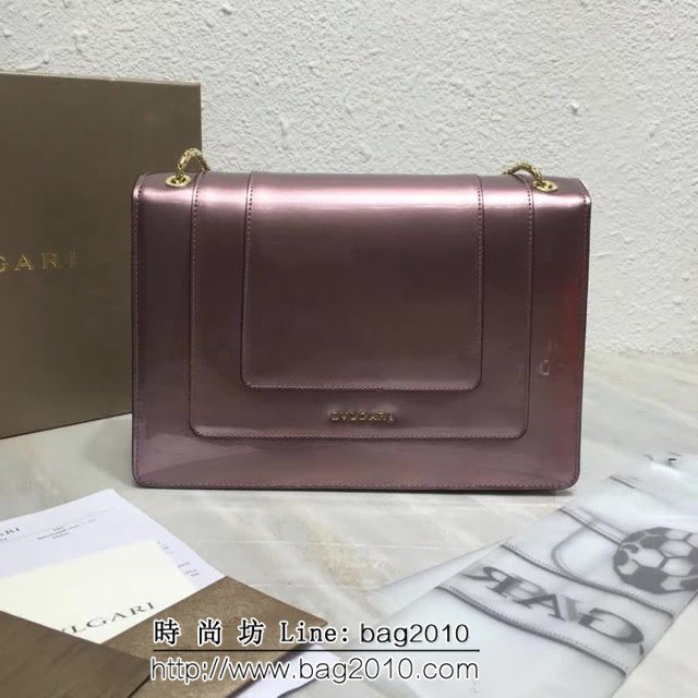 BVLGARI寶格麗 專櫃新品 升級版牛漆皮 雙層蛇頭包 鏈條單肩斜挎包 B35106 FYD1386